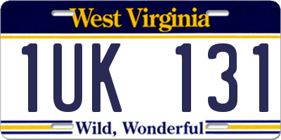 WV license plate 1UK131