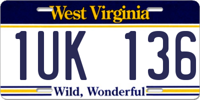 WV license plate 1UK136
