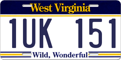 WV license plate 1UK151