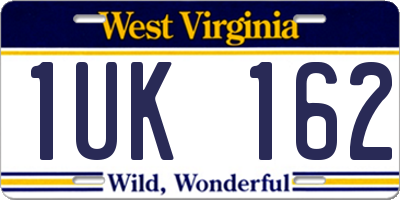 WV license plate 1UK162