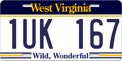 WV license plate 1UK167