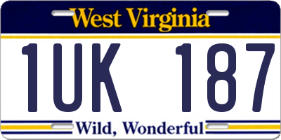 WV license plate 1UK187