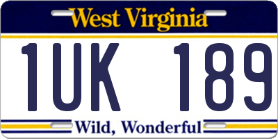 WV license plate 1UK189