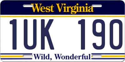 WV license plate 1UK190