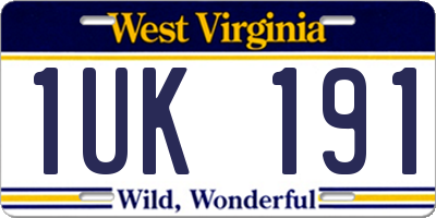 WV license plate 1UK191