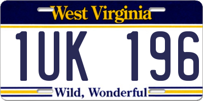 WV license plate 1UK196
