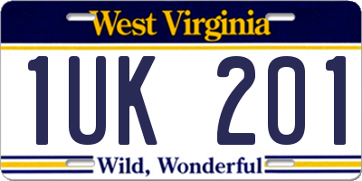 WV license plate 1UK201