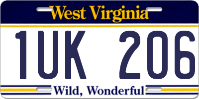 WV license plate 1UK206