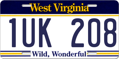 WV license plate 1UK208