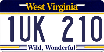WV license plate 1UK210