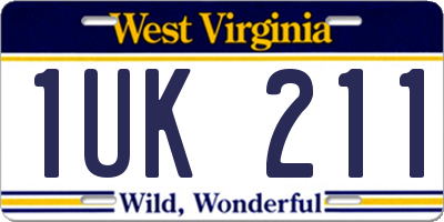 WV license plate 1UK211