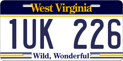 WV license plate 1UK226