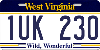 WV license plate 1UK230