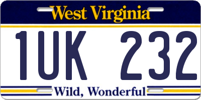 WV license plate 1UK232