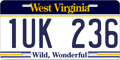 WV license plate 1UK236