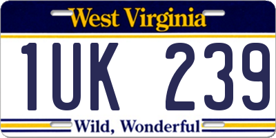 WV license plate 1UK239