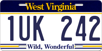 WV license plate 1UK242