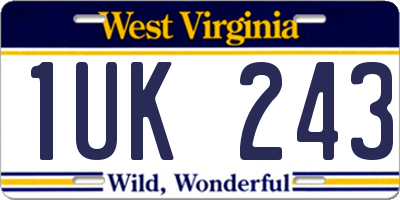 WV license plate 1UK243