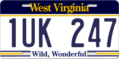 WV license plate 1UK247