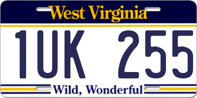 WV license plate 1UK255