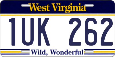 WV license plate 1UK262
