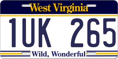 WV license plate 1UK265