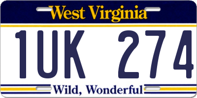 WV license plate 1UK274