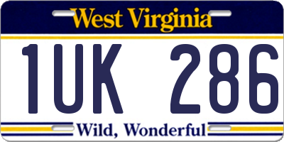WV license plate 1UK286