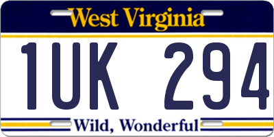 WV license plate 1UK294