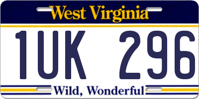 WV license plate 1UK296