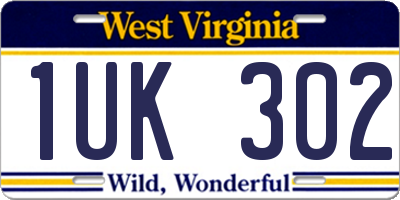 WV license plate 1UK302