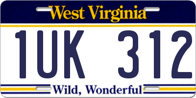 WV license plate 1UK312