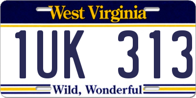WV license plate 1UK313