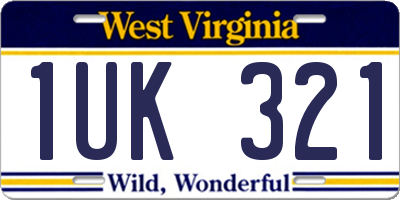 WV license plate 1UK321