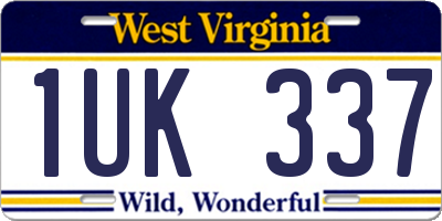 WV license plate 1UK337