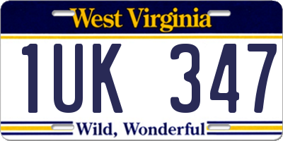 WV license plate 1UK347