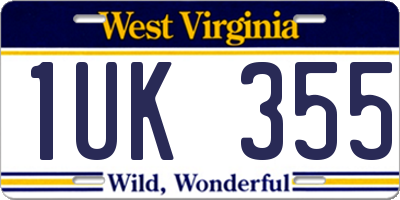 WV license plate 1UK355