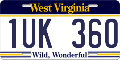 WV license plate 1UK360