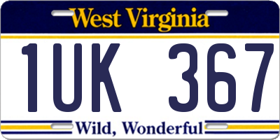 WV license plate 1UK367