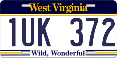 WV license plate 1UK372