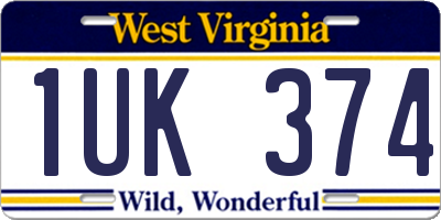WV license plate 1UK374