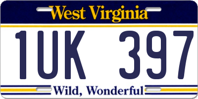 WV license plate 1UK397