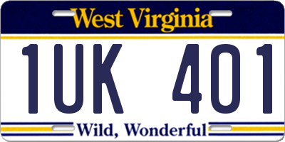 WV license plate 1UK401