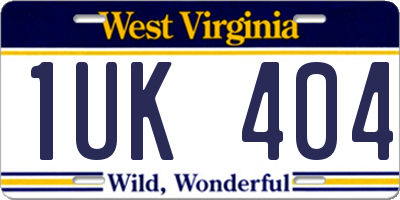 WV license plate 1UK404