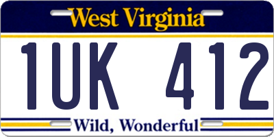 WV license plate 1UK412