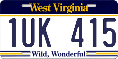 WV license plate 1UK415