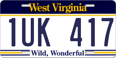 WV license plate 1UK417
