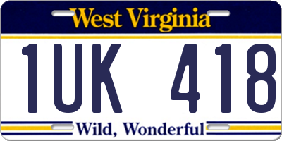 WV license plate 1UK418