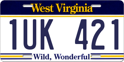 WV license plate 1UK421