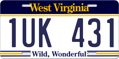 WV license plate 1UK431